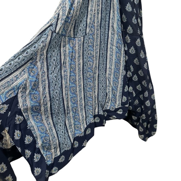 Anthropologie Maeve Eclipsed Midi Dress Stripe Paisley Mixed Print Blue Size 4 - Picture 3 of 12